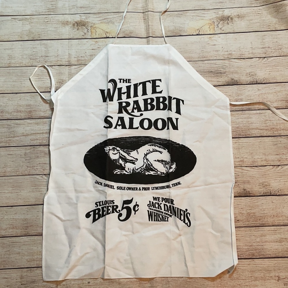 White BBQ Apron with Black Print
